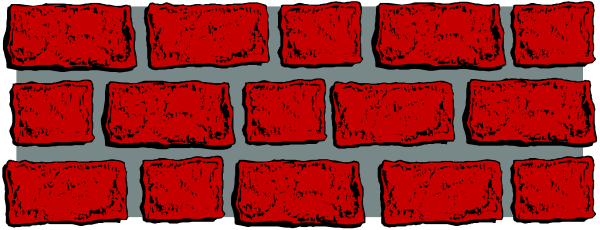 The image shows a red brick wall with white mortar lines between them against an indistinct background.