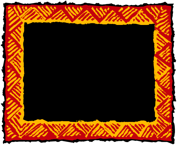 The image shows a red square with an orange border inside it on top of what appears to be a black background.