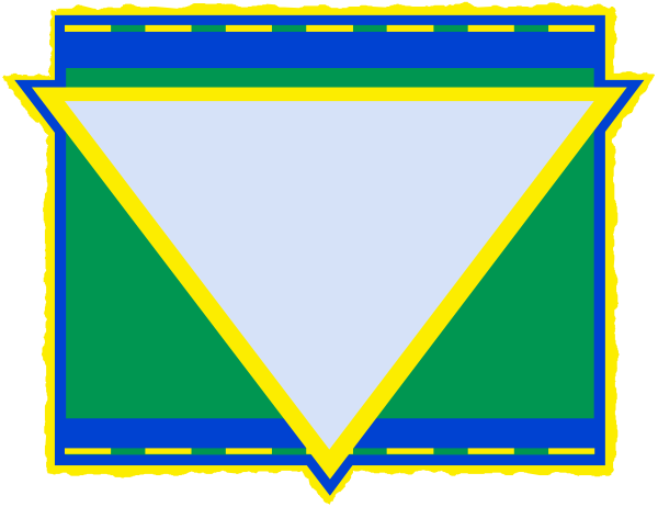The image shows a stylized graphic of an abstract flag with geometric shapes on it against a white background.