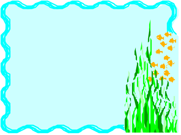 The image shows a pixelated scene with water at the bottom left corner, green plants on top right side of frame, blue sky in background, white clouds scattered across it, yellow flowers near center-right area, and no visible text within this small clip art picture.