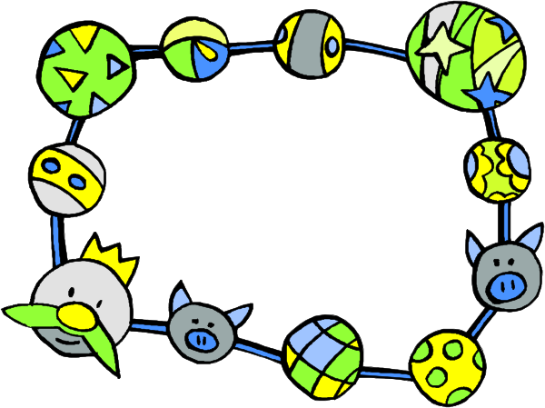 The image shows a colorful cartoon of an abstract circular structure with various animal heads at its center forming what appears to be a chain-like pattern around it; each head is differentiated by unique patterns on their bodies and ears, suggesting diversity among them.