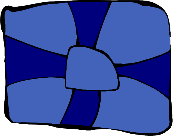 The image shows a blue abstract design with geometric shapes resembling an open book cover on top of another similar shape that appears to be closed; there is no text present in this clip-art illustration.