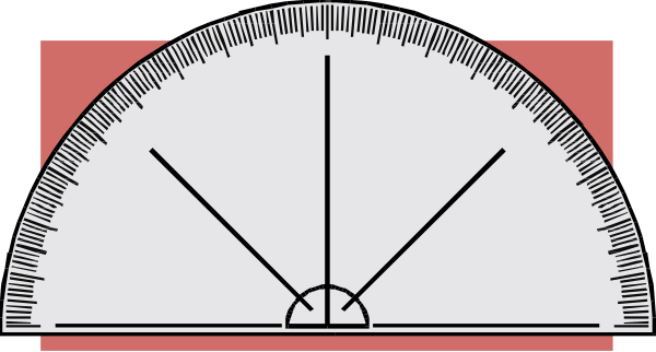 The image shows a simple geometric diagram with two protractors on it; there is no text present within this small clip-art picture.