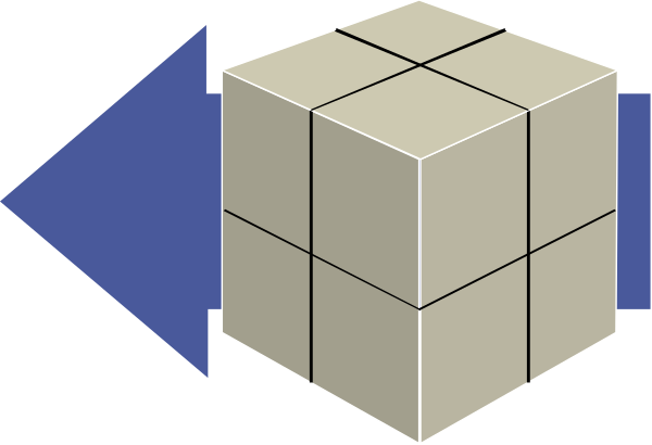 The image shows a Rubik's Cube with an arrow pointing to it from above left corner indicating that there is some sort of action taking place involving this cube.