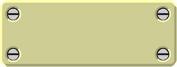 The image shows a yellow plastic hinge with four holes for screws on its left side against a gray background.
