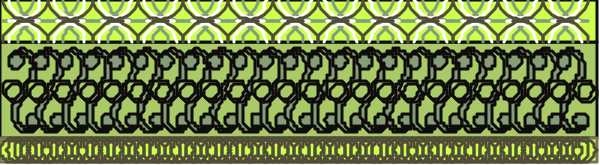 The image shows a long green keyboard with white lettering on it against an indistinct background that appears to be grayish-blue in color.