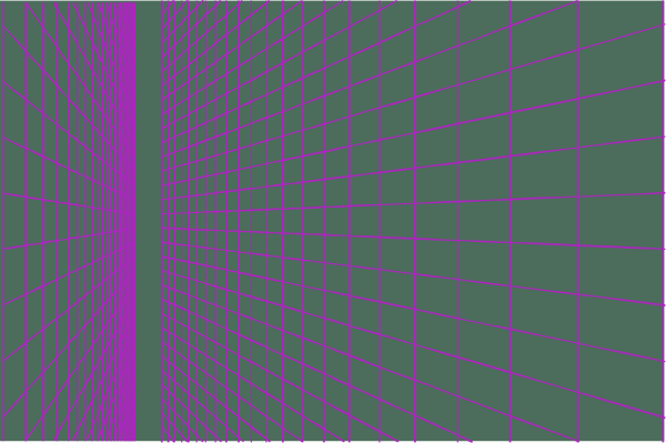The image shows a digital rendering of an abstract geometric pattern with purple lines on a dark background inside what appears to be a 3D space. There is no text present in this clip-art image. It's important to note that there isn't any action or setting depicted, as the focus here seems to be solely on the intricate design of the abstract geometric pattern itself. The objects within the rendering are purely geometrical and do not represent real-world items such as people, animals, buildings, etc., which is typical for clip art images that often showcase digital designs or