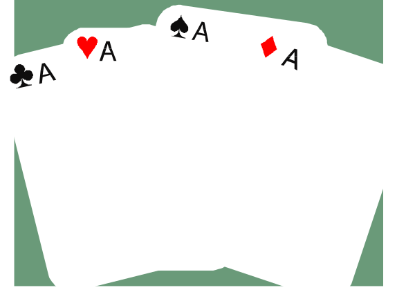 The image shows a collection of playing cards with an ace on top displayed against a green background; there is no text present in this clip-art representation.