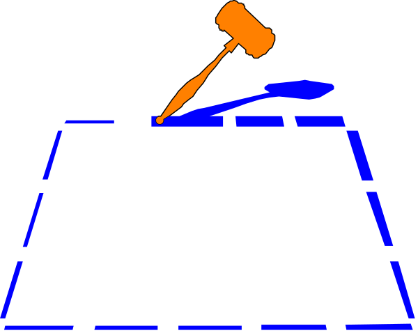 The image shows a cartoon of an ice cream cone with two scoops on top being hit by a hammer from above in what appears to be a game scenario where one must knock down items without breaking them, set against a dark background and featuring blue lines indicating boundaries or paths for the player's movement.