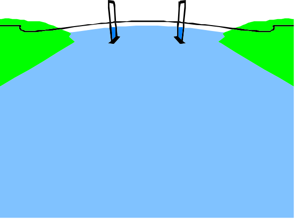 The image shows a simplistic representation of an underwater scene with various shapes that resemble different types of sea creatures such as fish and dolphins swimming in blue water against a darker background which could be interpreted as rocks, coral, or other submerged structures.