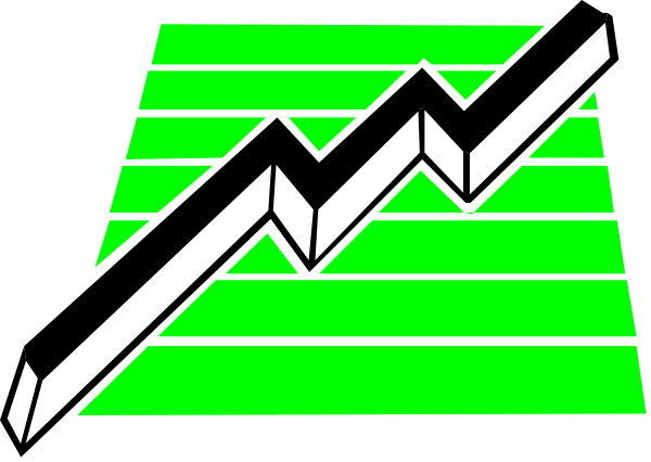 The image shows a stylized graphic of an abstract mountain with green stripes on it against a black background.