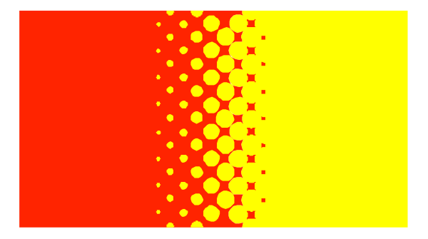 The image shows a battery with red on top half and yellow bottom half connected by black line.