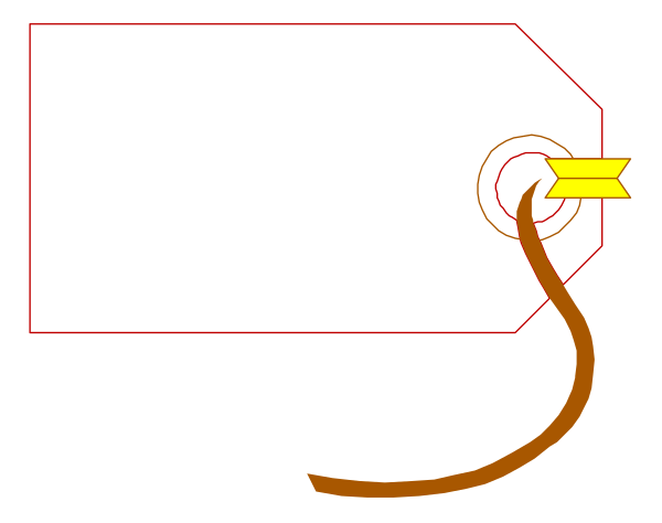 The image shows a white cardboard box with an orange string attached to it on top of what appears to be a black surface in front of which there is no background detail visible due to its small size.