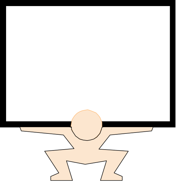 The image shows a cartoon of an animated character sitting on top of what appears to be a computer monitor with its arms outstretched as if it's balancing itself against gravity.