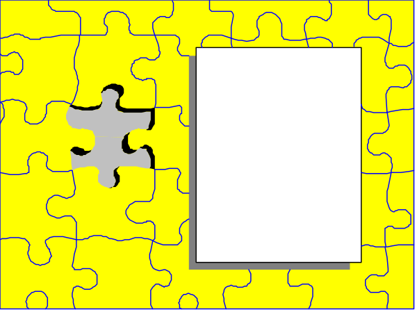 The image shows a jigsaw puzzle with pieces missing; there's an empty space where two more pieces should fit in order to complete it.