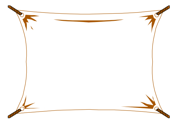 The image shows a white banner with red borders on it against an indistinct background.