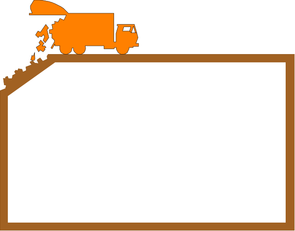 The image shows a simple scene with an orange truck driving on top of what appears to be a white surface that could represent snow or ice due to its texture; there is no visible ground beneath it.