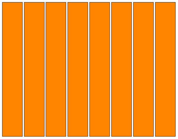 The image shows a long orange bar with many smaller black bars inside it against an off-white background.