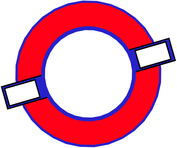 The image features a red circle with two white lines crossing through it on top of an oval shape that resembles a target.