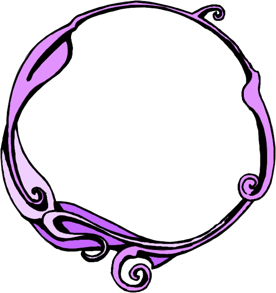 The image shows two circular designs with intricate patterns; on top left there is a purple design featuring swirls around an empty center, while below right it has similar elements but in shades of brown and beige without any coloring within its borders.