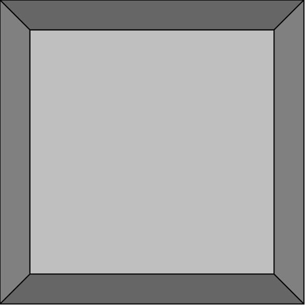 The image shows a simple gray square with no content inside it against an empty background within what appears to be a clip-art frame.