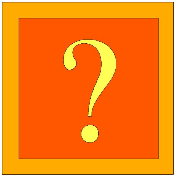 The image shows a question mark on an orange background with no other discernible content visible within this small clip-art frame.