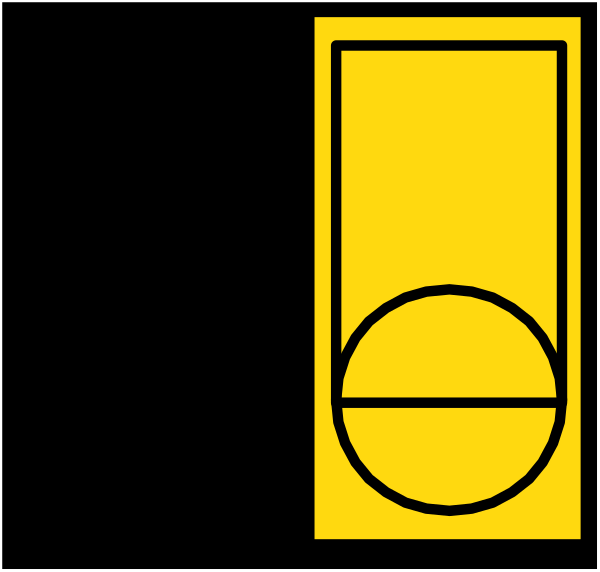 The black and white logo of a basketball hoop with an arrow pointing to it from above.