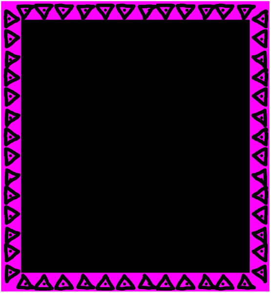 The image shows a black square with pink triangles around it on either side of what appears to be an abstract design resembling a patterned border within another larger one.