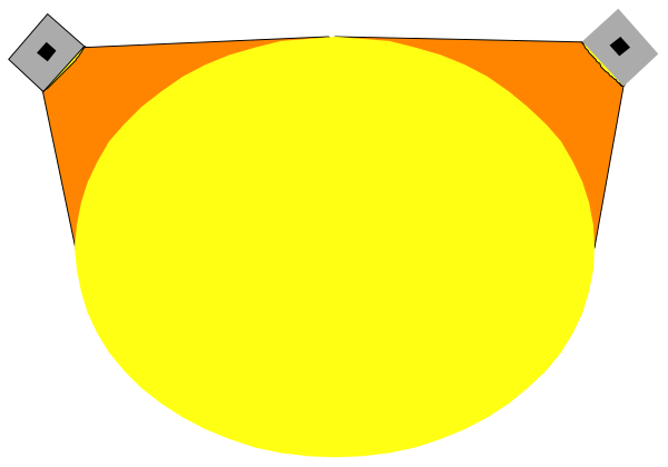 The image shows a simple black and white illustration of an orange with two eyes drawn on it using clip-art elements.