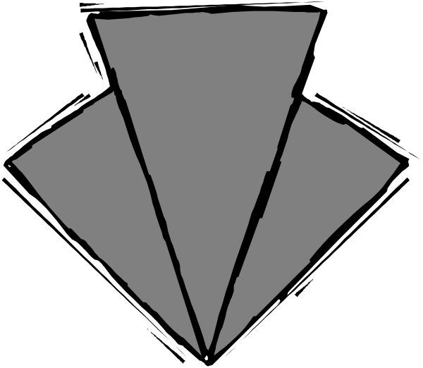 The image shows a black and white illustration of three triangles with different shapes: two isosceles and one equilateral triangle on top in an abstract arrangement against a dark background.