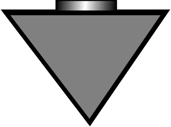 The image shows a black triangle with white edges on top of another gray background.