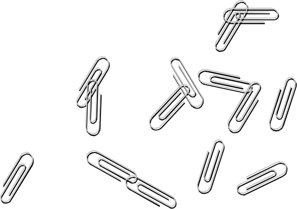 The image shows a collection of paper clips arranged to resemble pins on a map with various locations marked by them.