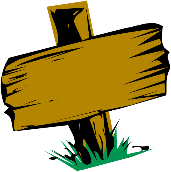 The image shows a cartoon of an old sign with torn edges on top of another similar but intact sign below it against a dark background.