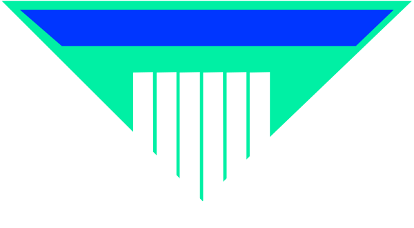 The image shows a stylized representation of an abstract design with geometric shapes resembling a flag on top of what appears to be a building structure against a dark background.