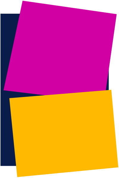 The image shows a gray background with four colorful rectangles arranged diagonally from top left to bottom right: two pink squares on either side of one yellow square in between them.