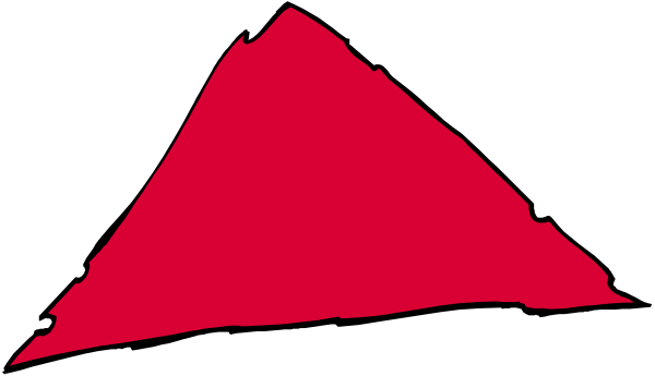 The image shows a red triangle on top of another smaller triangular shape against a gray background with no other discernible details visible in this small clip-art format.