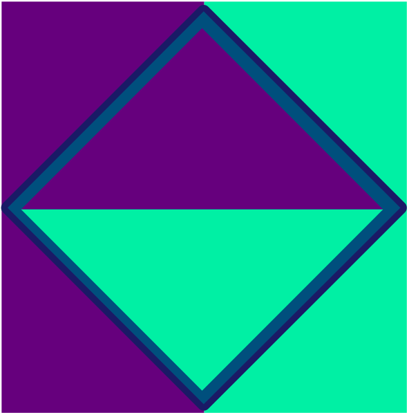 The image shows two diamond shapes with a purple background on top of each other against an aqua blue backdrop; there is no text present in this clip-art illustration.