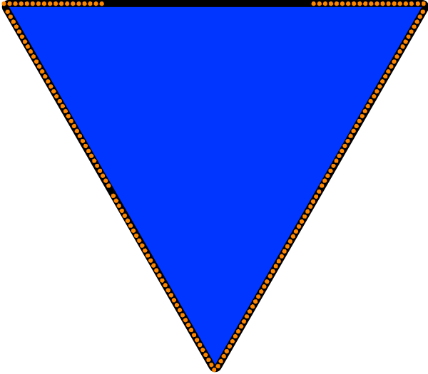 The image shows a blue triangle with white dots on it against a black background.