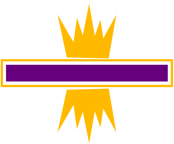 The image shows a black flag with white text that reads "Purple" on it against an orange background.