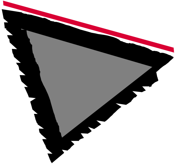 The image shows a black triangle with red dots on it against a white background.