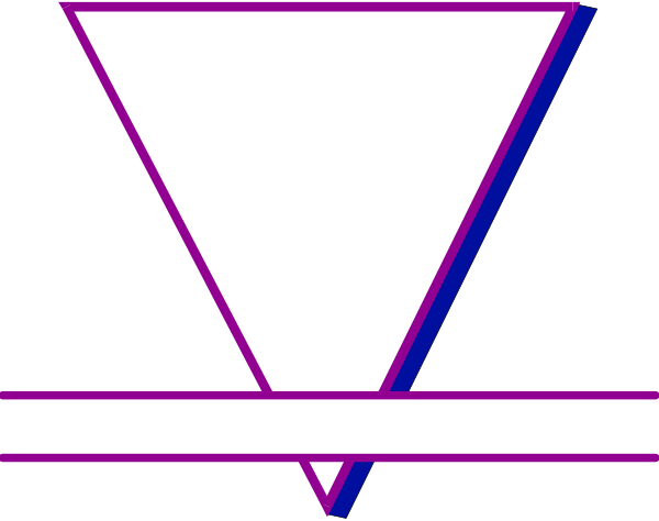 The image shows a simple black and white graphic with an abstract design that resembles a cone shape at its center, which is likely intended to represent something like a funnel or narrowing point in data visualization contexts such as sales graphs or flow diagrams.