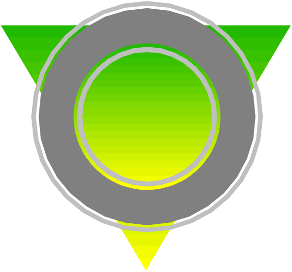 The image shows a stylized graphic with geometric shapes resembling an abstract compass rose design featuring green, yellow, red, blue, white, black, gray, orange, purple, pink, brown, light and dark shades of these colors arranged in concentric circles around what appears to be the North Pole.