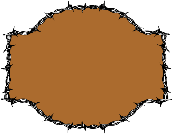 The image shows a black square with an orange circle inside it on top of another smaller brown rectangle that has white text around its border.