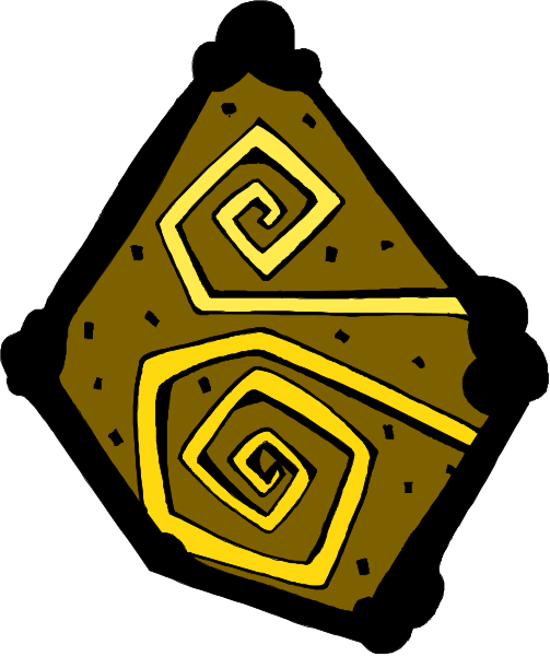 The image shows a stylized drawing of an object with swirling patterns on it against a plain background.
