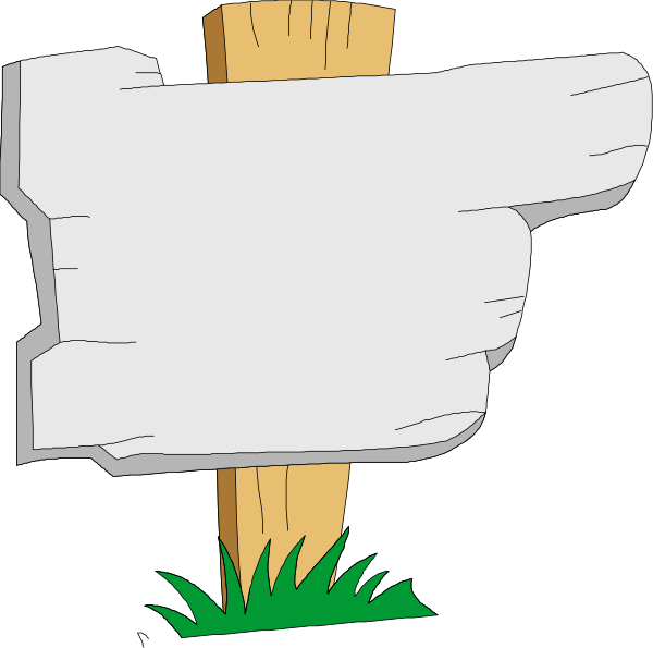 The image shows a cartoon of an old wooden signpost with two signs on it against a black background; there is no text present in this clip-art illustration.