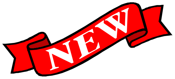 The image shows a red banner with white text that reads "NEW" on it against an indistinct background.
