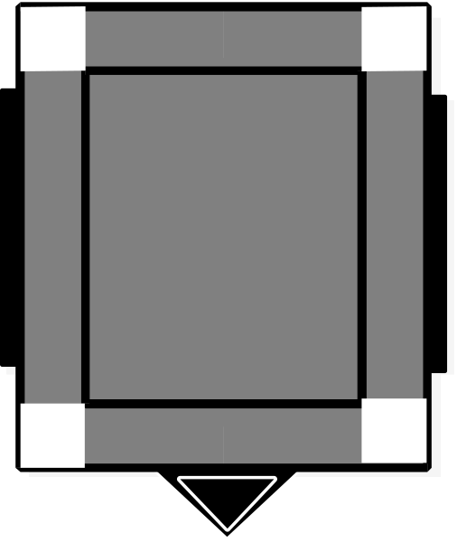 The image shows a simple black and white floor plan of an interior space with walls marked by lines to indicate dimensions.