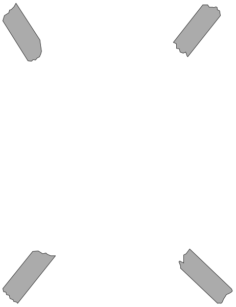 The image shows a blank piece of paper with tape on it inside an envelope frame against a gray background.