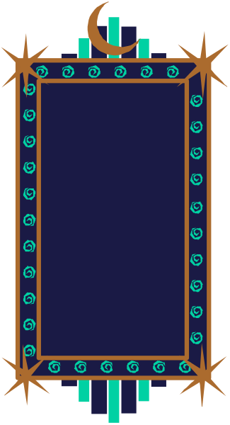 The image shows a stylized rectangular frame with an intricate design inside it against a dark background; there is no text present in this clip-art illustration.