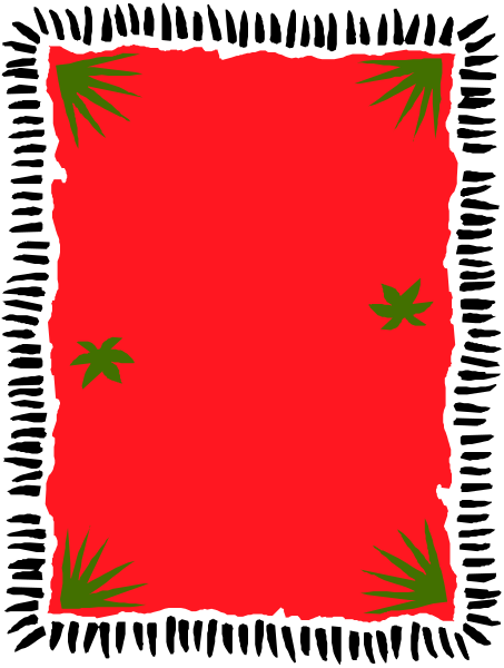 The image shows a red banner with green borders that has been ripped to create an uneven edge effect on both sides; there is no text present in this clip-art representation of paper tearing away from itself, and it appears as if someone tried to rip off one side but failed due to the torn edges.